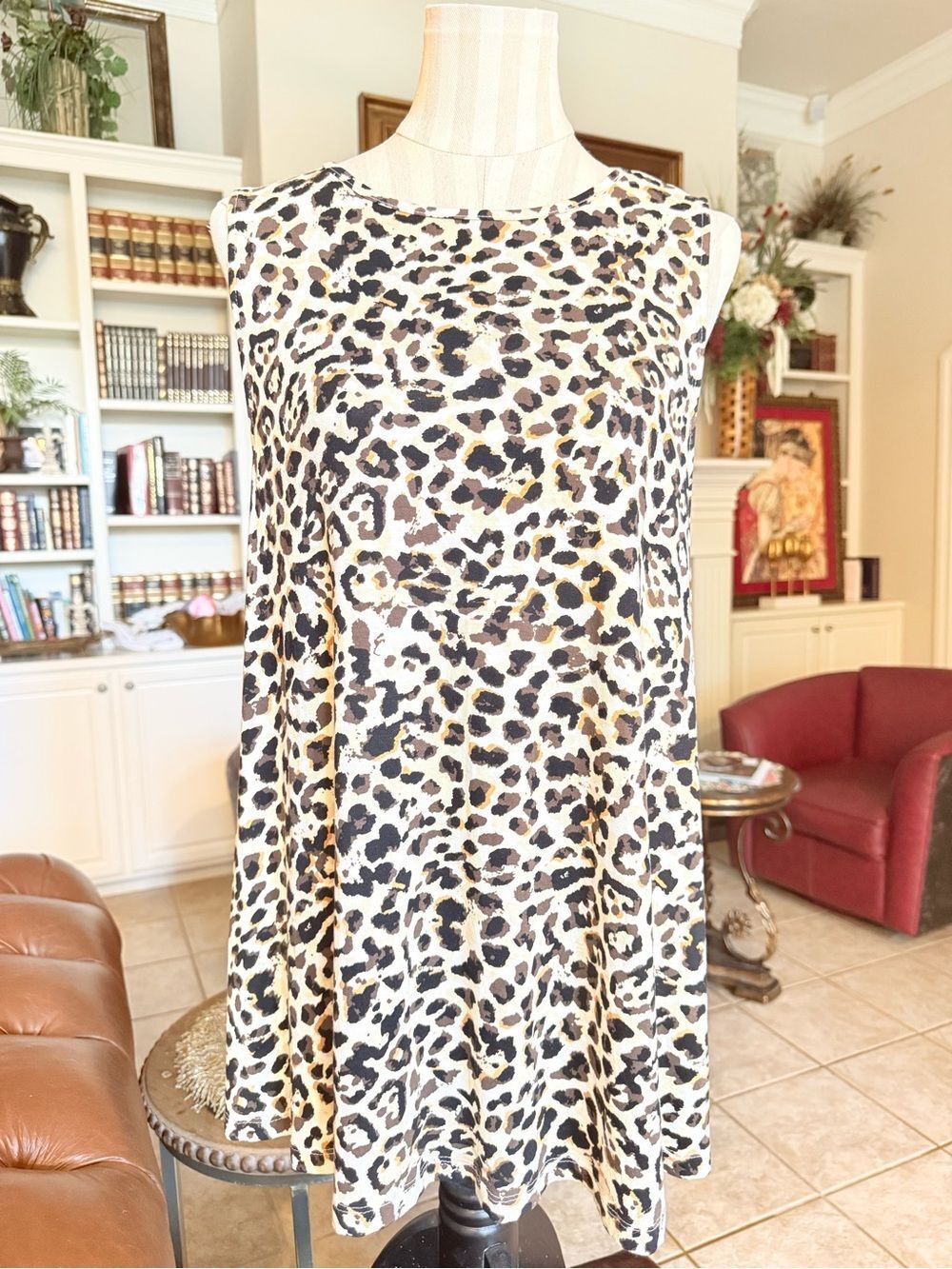 NWT Sheila Rose XL Leopard Print Swing Tank Top Sleeveless Animal Print Tunic
